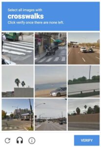 Exemple du reCaptcha de Google